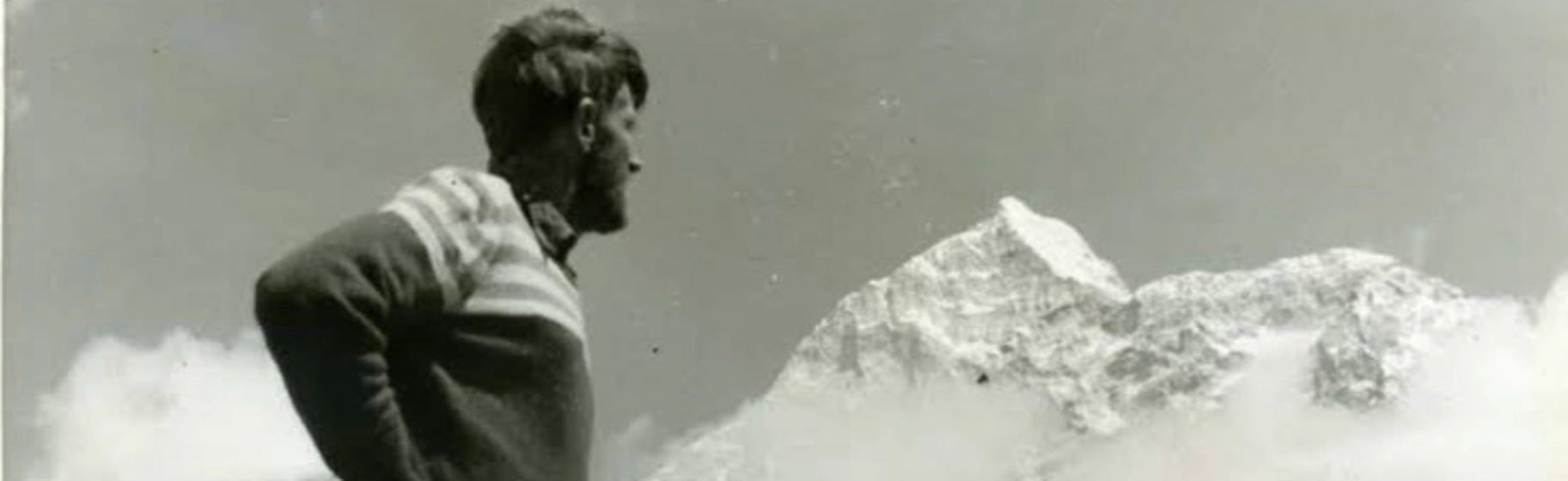 Edmund Hillary with Mount Everest