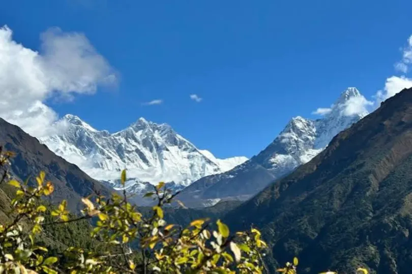 Snow-capped Everest region mountains in June