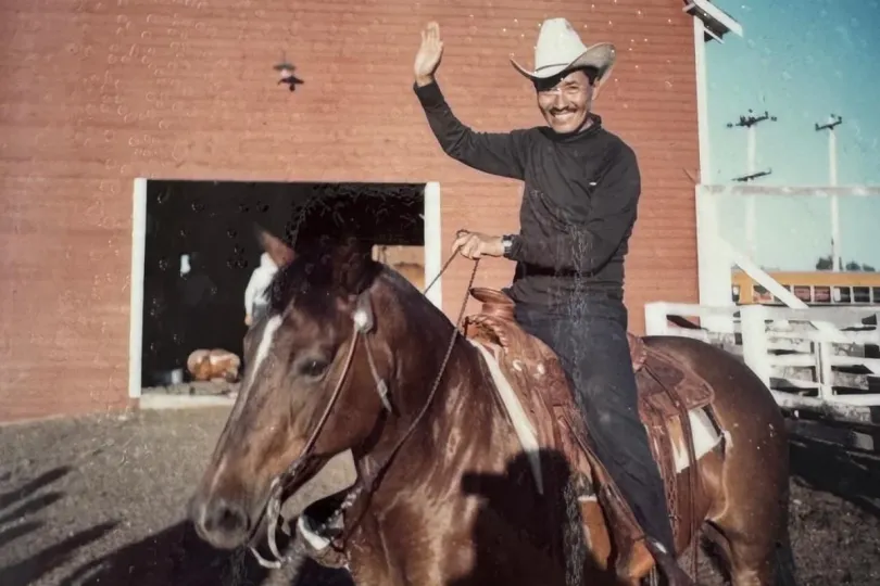 Historic photo of a Sherpa rider on horseback