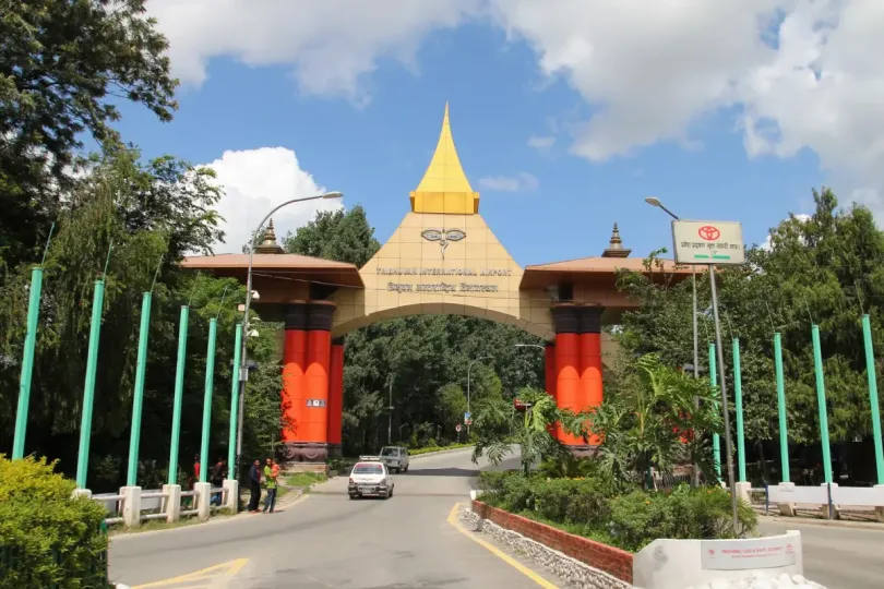 Tribhuvan International Airport entrance in Kathmandu, Nepal