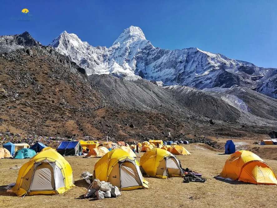 Ama Dablam Base Camp near Dingboche with mountain views