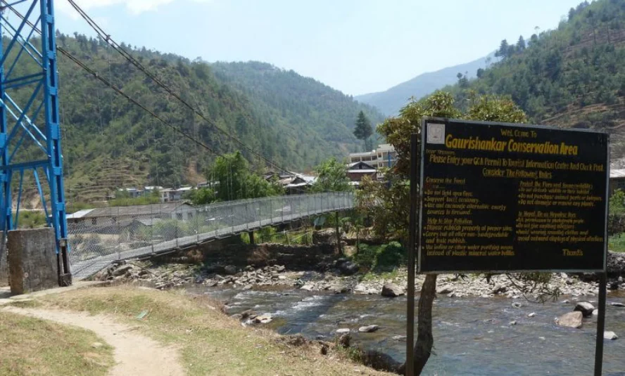 Gaurishankar Conservation Area permit sign near Everest Base Camp route