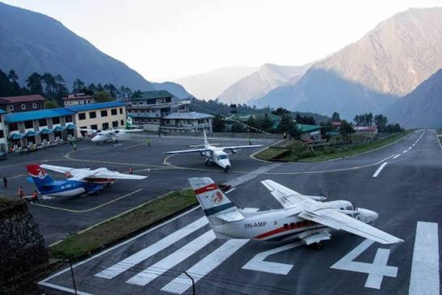 Tenzing-Hillary Airport in Lukla, the starting point of the roughly two-day trek to Namche Bazaar.