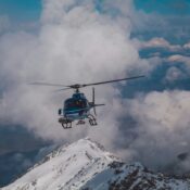 helicopter fly over Mount Everest