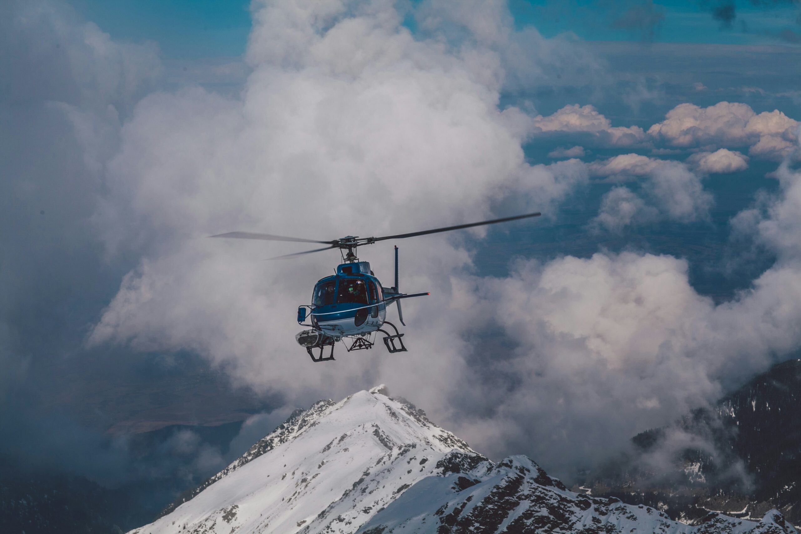 helicopter fly over Mount Everest